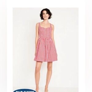 Old Navy Red and White Gingham Mini Dress